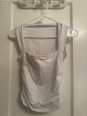 Abercrombie & Fitch White Square-Neck Tank with Wide Straps